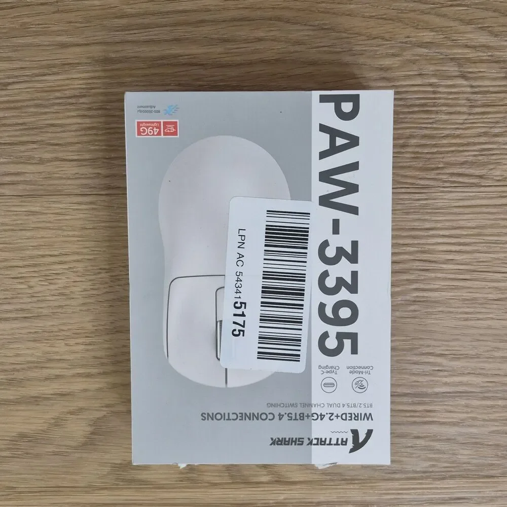 Attack Shark X3 Gaming Mouse PAW3395 49g Wireless 2.4G BT5.4 Wired USB-C White